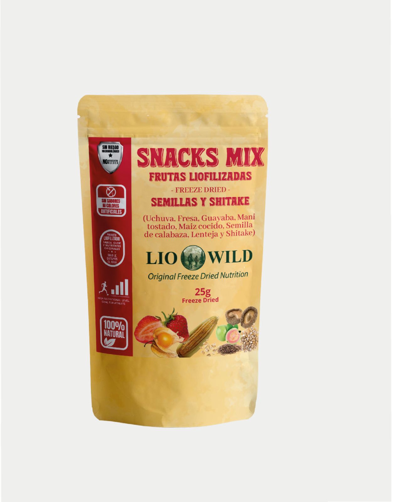 mix4 Mix 4 (Uchuva, Fresa, Guayaba, Maní tostado, Maíz cocido, Semilla de calabaza, Lenteja y Shitake) - Imagen 1